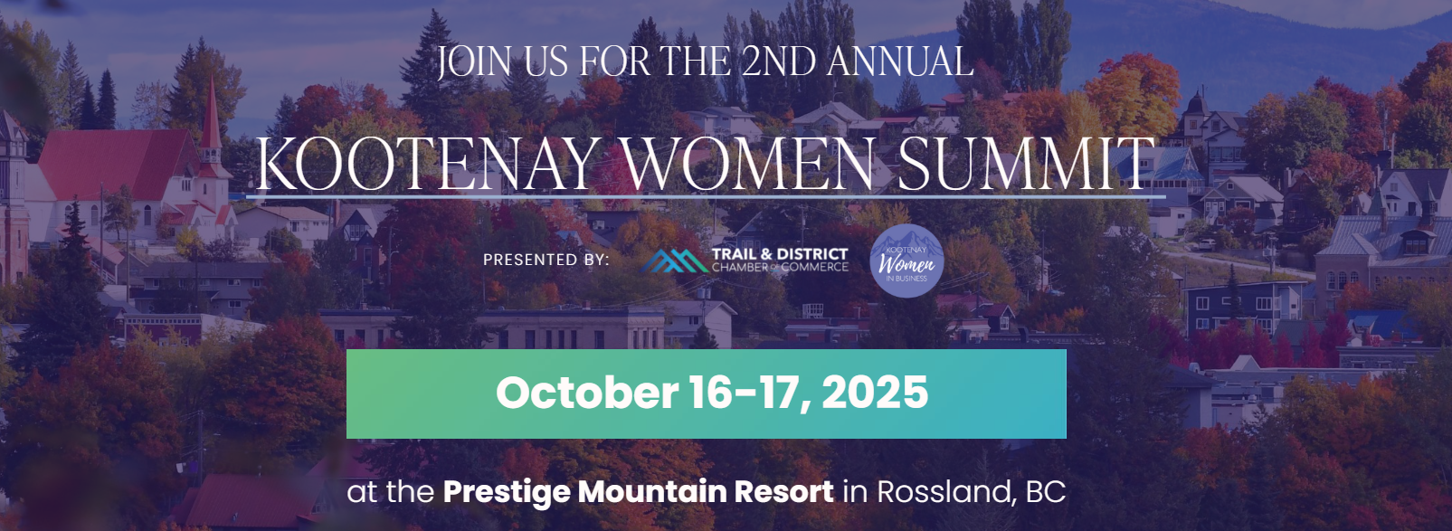 kootenay women summit in Rossland BC Oct 16 to 17 2025